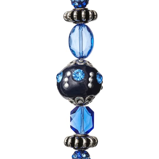 12 Pack: Royal Blue Strung Chunky Mixed Beads by Bead Landing™